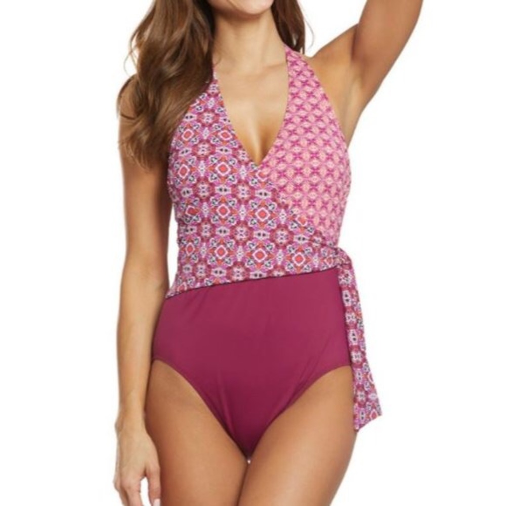 NWT Ralph Lauren Tile Print Bathing Suit Large